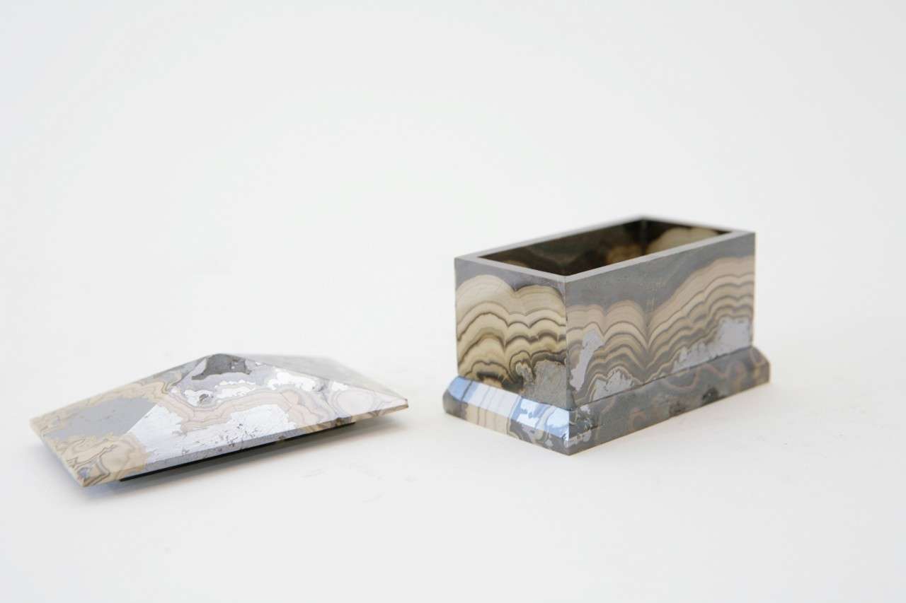 Natural Stone Boxes in Tigers Eye and Mixed Geode In Excellent Condition In Palm Desert, CA