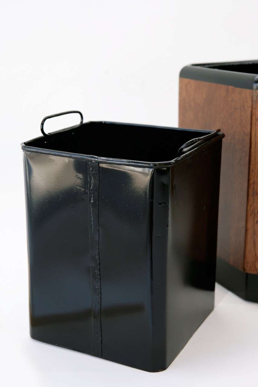 Pair of Mahogany Wastebaskets from the RMS Queen Mary 1