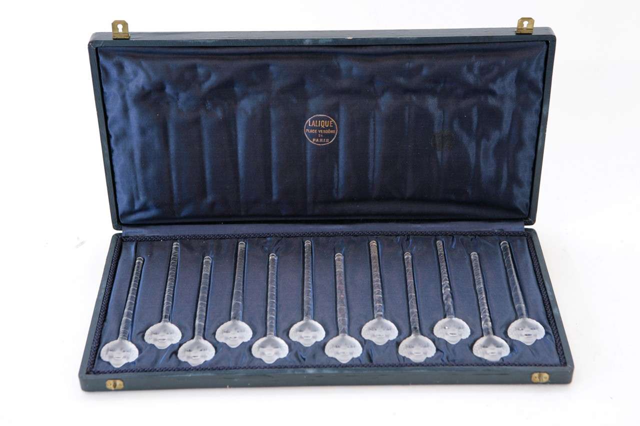 Rare Boxed Set "Barr" Champagne Stirrers by Lalique Model #3893