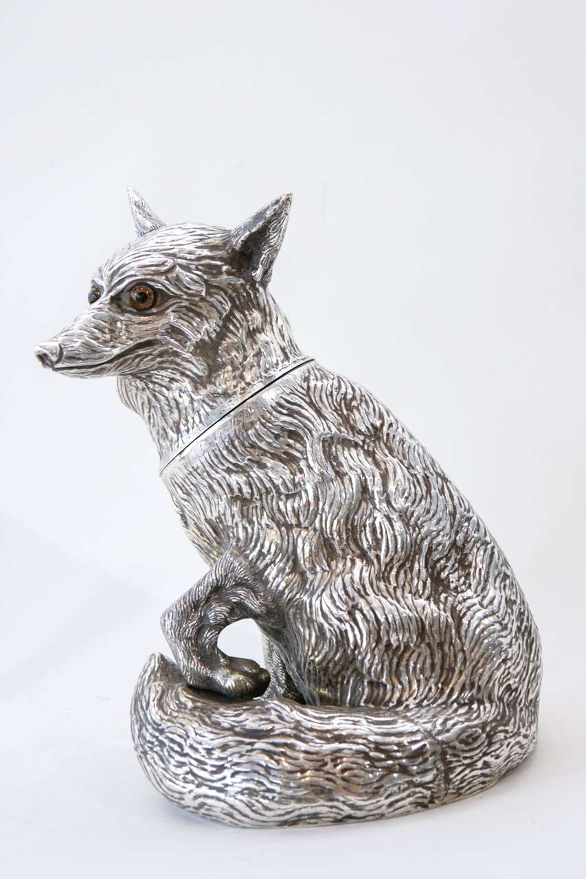 Mid-20th Century Hand Chased Silver Plate Fox Champagne or Wine Cooler