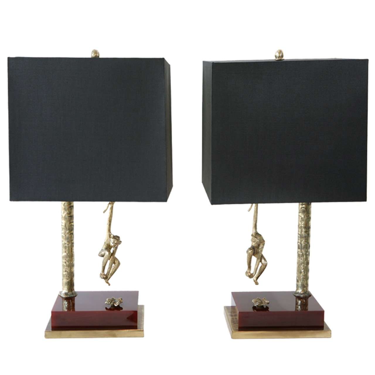 Pair of Decorative Monkey Table Lamps