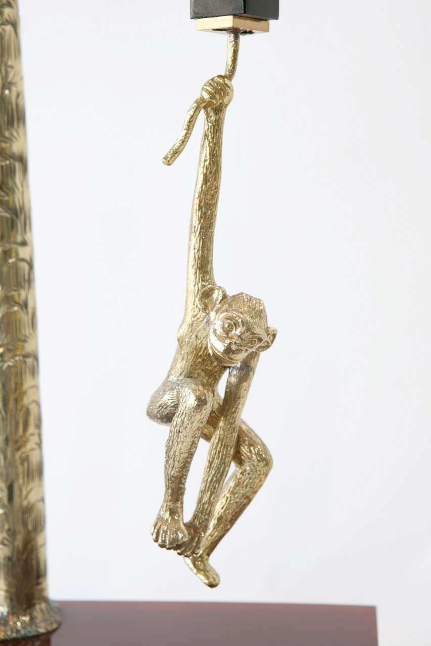 Brass Pair of Decorative Monkey Table Lamps