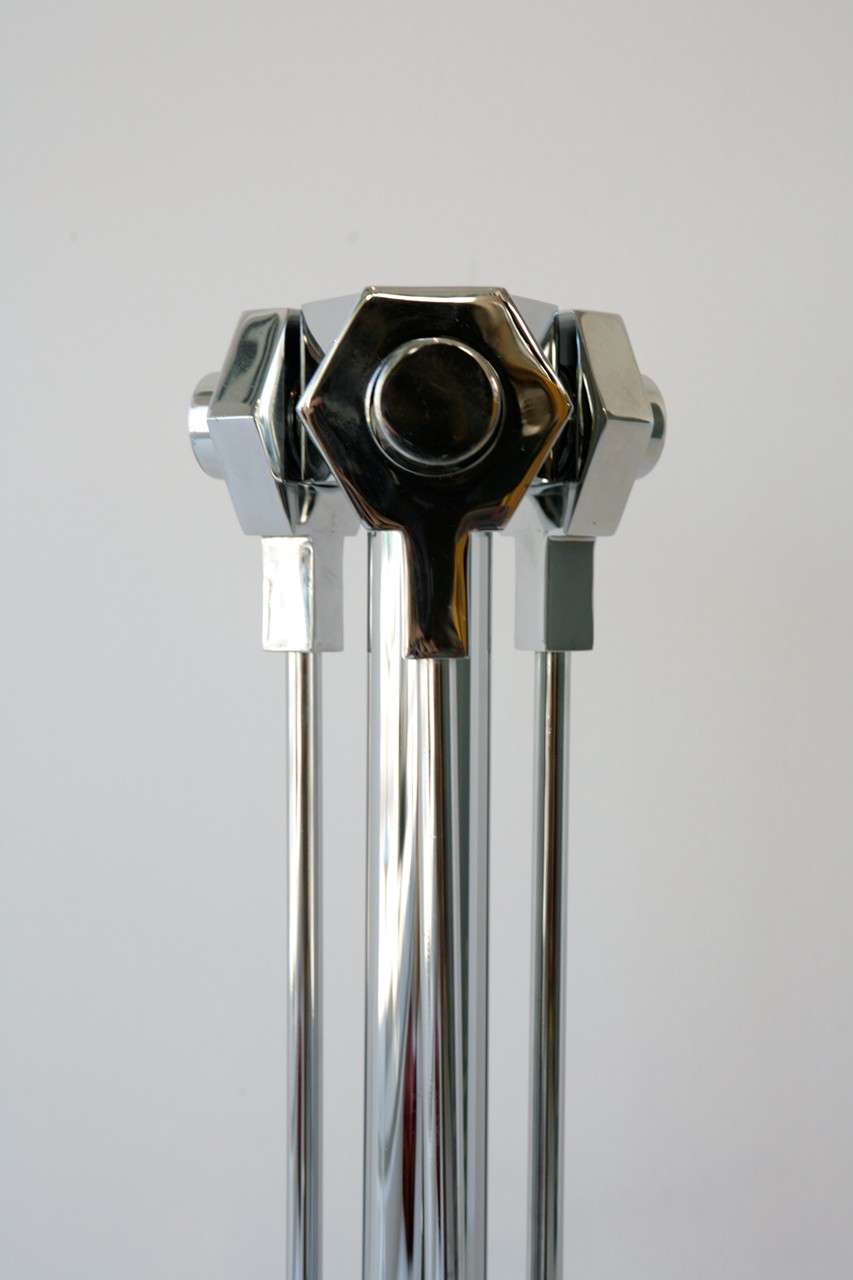 Late 20th Century Modern Chrome Fire Tools by Maison Charles For Sale