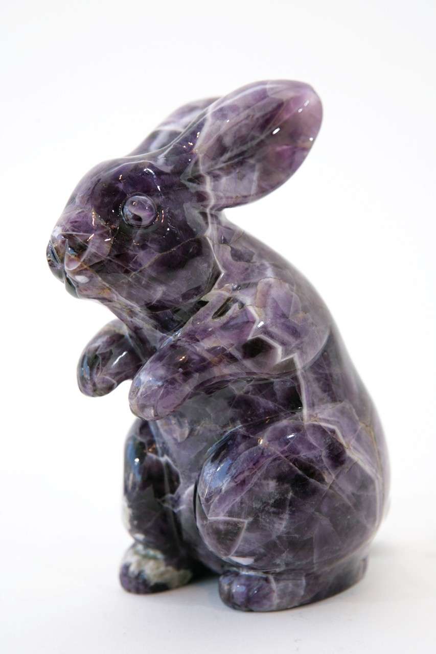 Carved Amethyst Rabbit Sculpture at 1stDibs