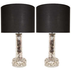 A Pair Of Orrefors Crystal Lamps