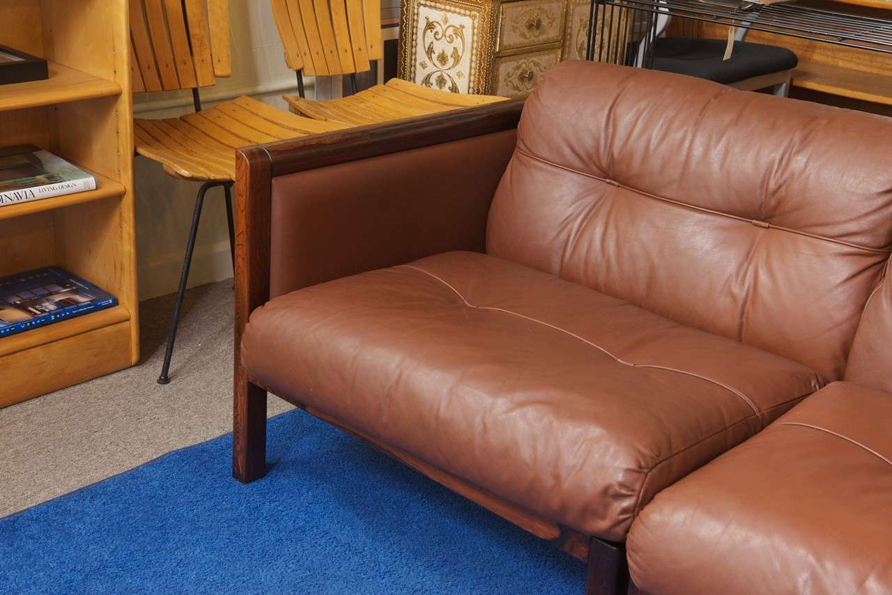 XL 1970's Danish Rosewood & Leather Modular Sofa Saturday Sale! In Good Condition In San Francisco, CA