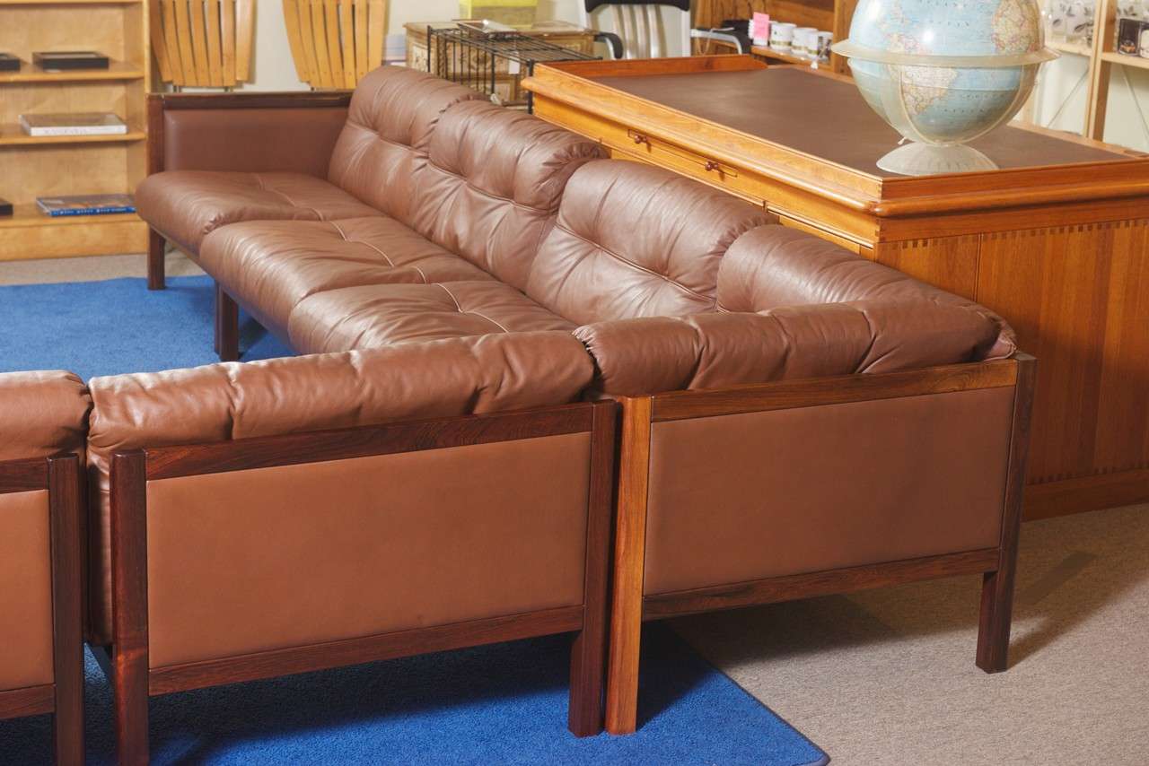 XL 1970's Danish Rosewood & Leather Modular Sofa Saturday Sale! 5