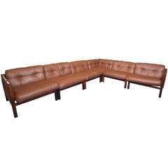 XL 1970's Danish Rosewood & Leather Modular Sofa Saturday Sale!