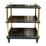 Pair of Black Lacquered Three Tiered Side Tables