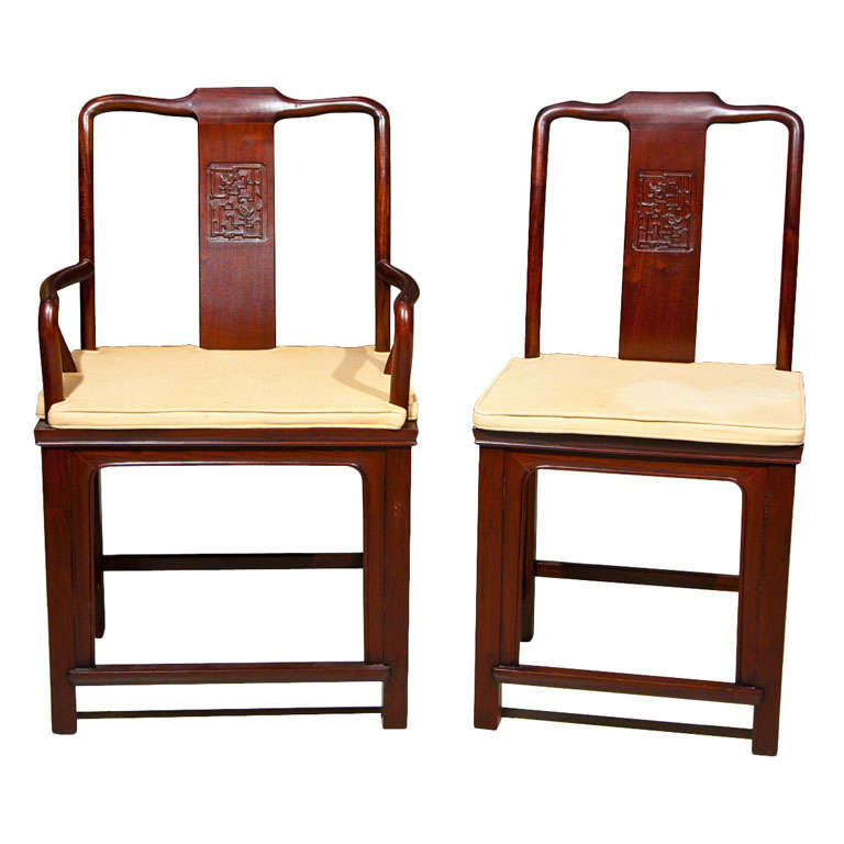 Set of Eight MidCentury Chinese Rosewood Dining Chairs at 1stDibs