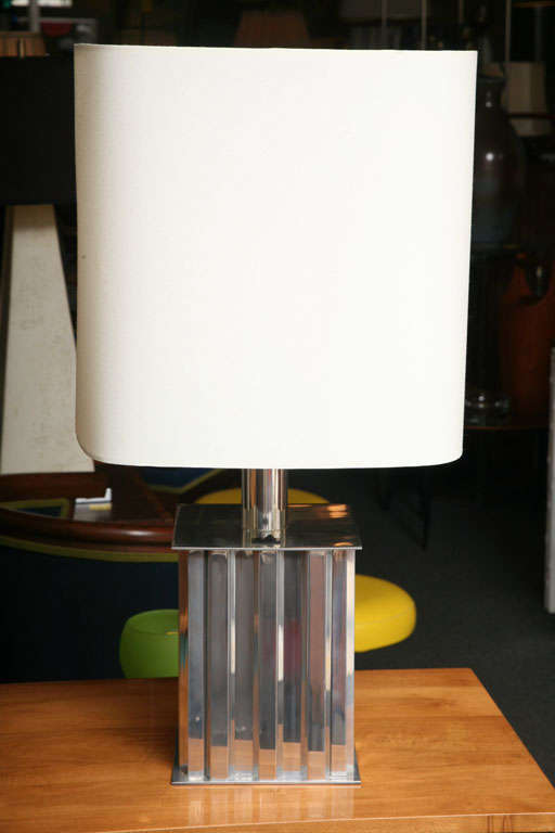 Mid-Century Modern Brazilian Modernist Dominici Polished Aluminum Table Lamp
