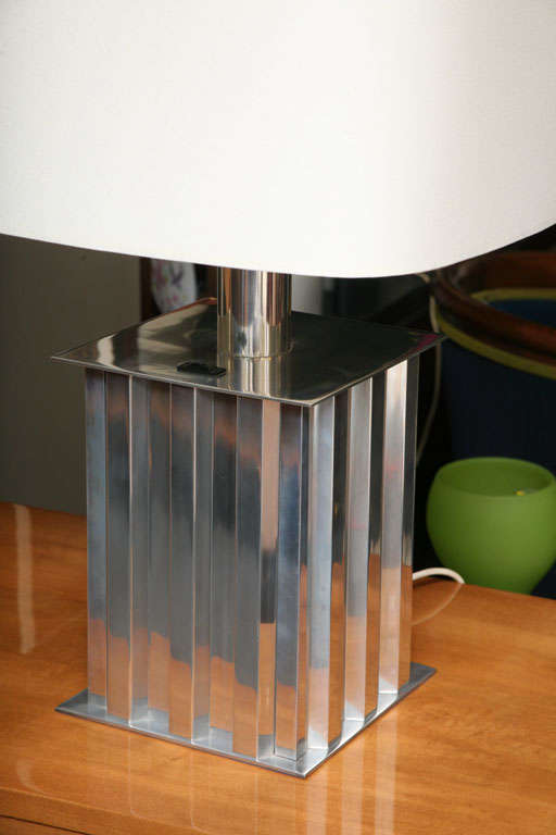 Brazilian Modernist Dominici Polished Aluminum Table Lamp In Good Condition In Miami, FL