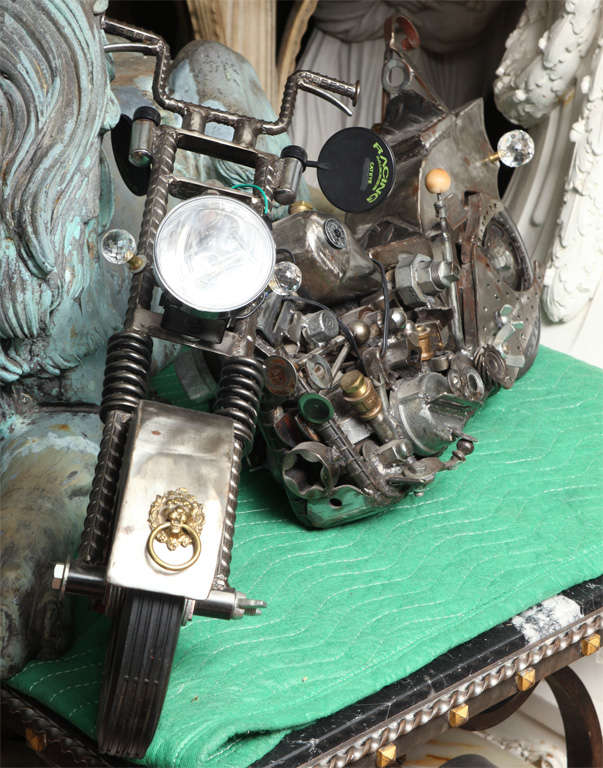 A Motorcycle Model Made of Spare Motorcycle Parts, Signed