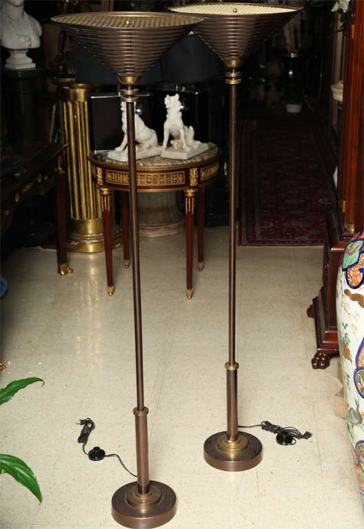 Italian Pair of Mid-Century Floor Lamps In Style of Walter Von Nessen
