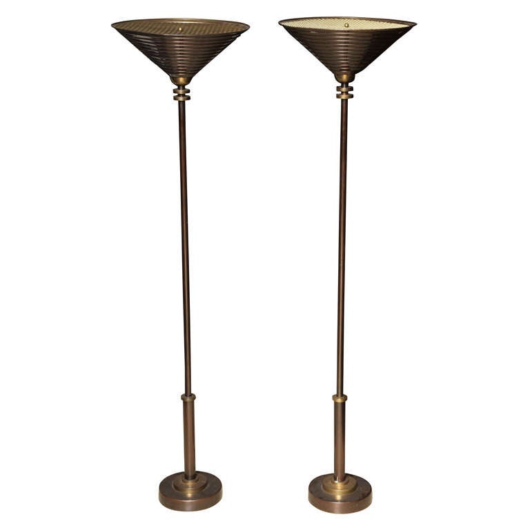 Pair of Mid-Century Floor Lamps In Style of Walter Von Nessen