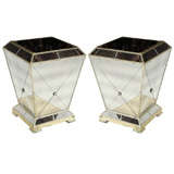 Pair of Unusual Mirrored Pedestals