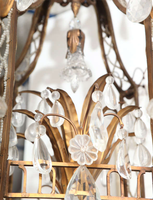 A Fine Cage Form Eight-Light Crystal and Bronze Chandelier 5