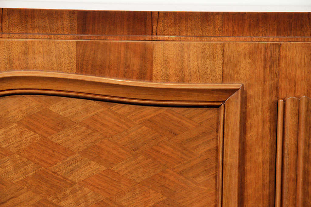 Parquetry Jules Leleu, Art Deco Walnut Cabinet, France, C. 1944 For Sale