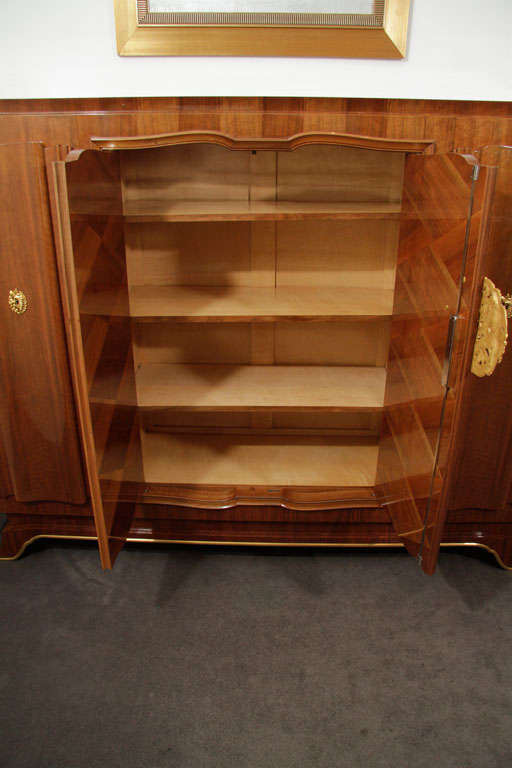 20th Century Jules Leleu, Art Deco Walnut Cabinet, France, C. 1944 For Sale