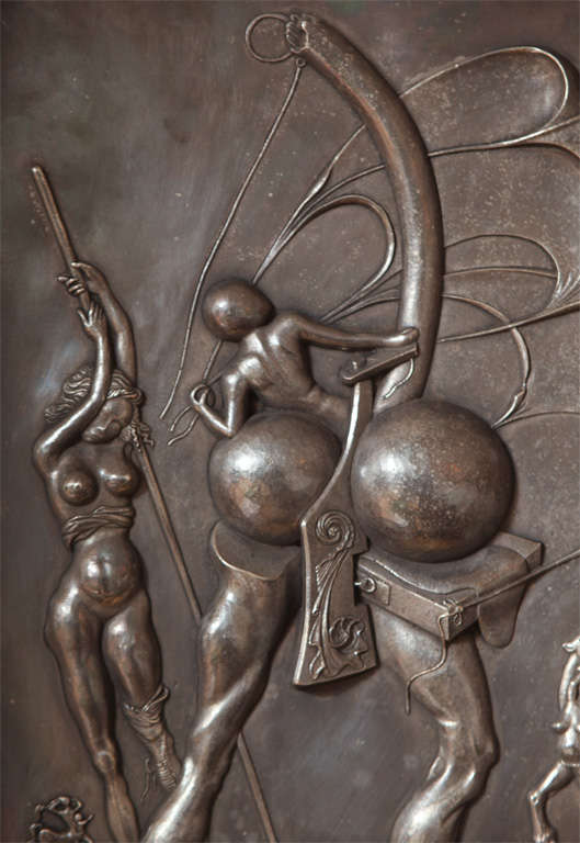 French Dali Silvered Bronze Panel 