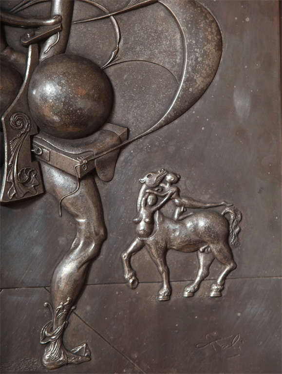 20th Century Dali Silvered Bronze Panel 