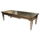 Vintage Mirrored Coffee Table With Pale Gold Detailing