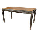 Vintage Industrial Steel Desk with Inset Wood Surface