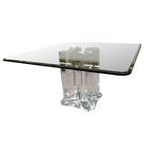 Mid Century Glass Top Dining Table with Lucite Base