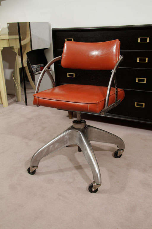 20th Century Machine Age Steel and Vinyl Industrial Office Chair