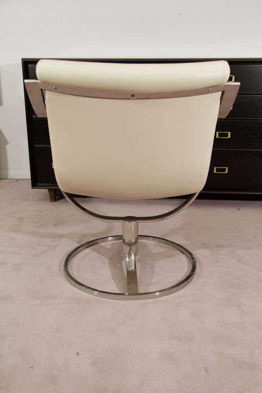 Pair of Warren Platner Mid Century Chrome and Leather Chairs 2