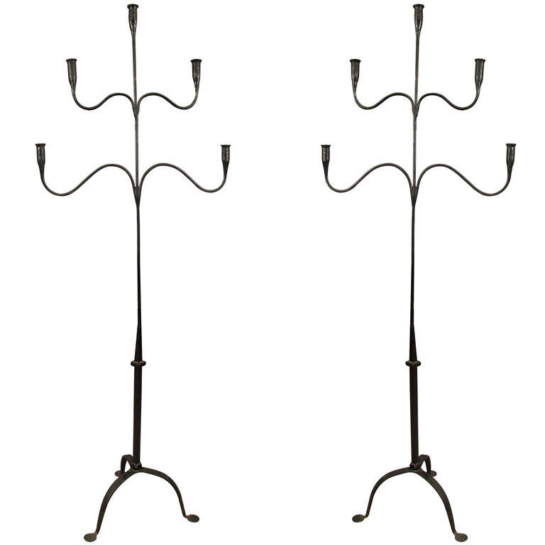 Pair of Vintage Floor Standing Candelabra at 1stDibs