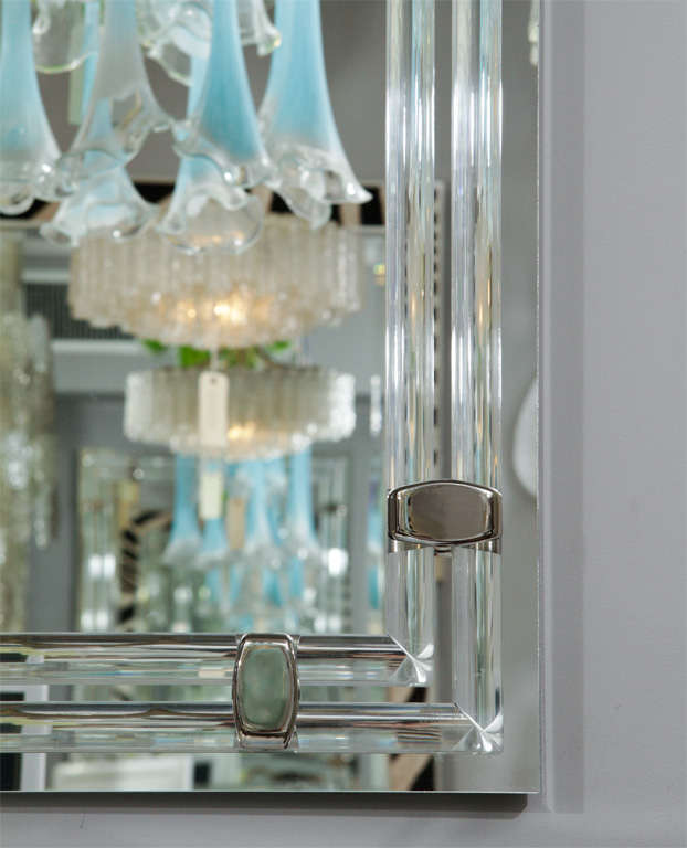 American Glass Rod and Polished Nickel Tubular Mirror For Sale