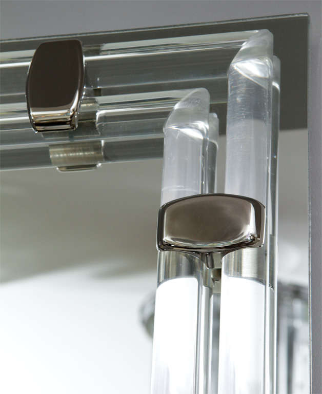 Miroir tubulaire à tige de verre et nickel poli Neuf - En vente à New York, NY