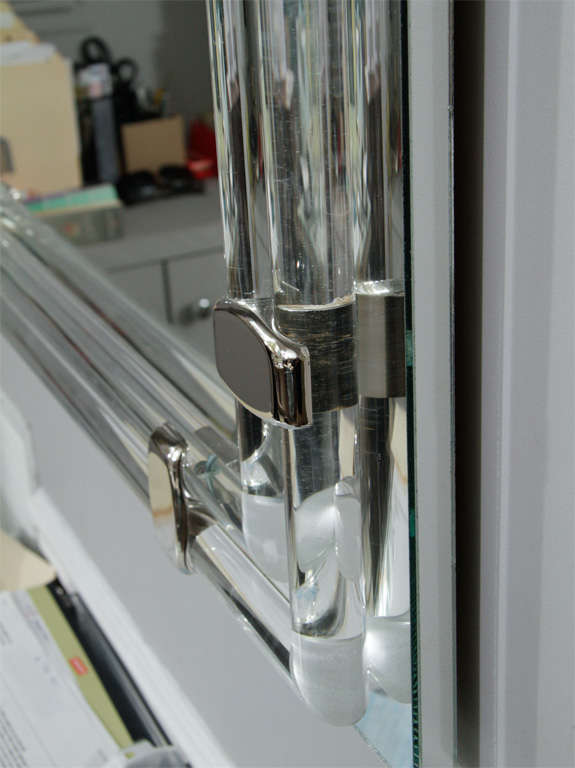 Contemporary Glass Rod and Polished Nickel Tubular Mirror For Sale