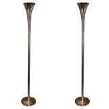 Pair of Chrome Torchier Lamps