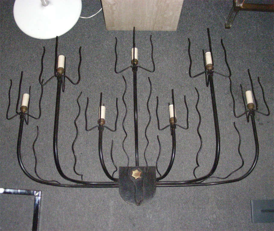 French Two 1950s Sconces by Jacques Adnet For Sale