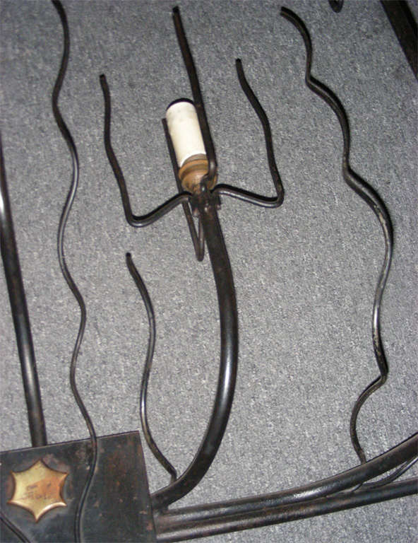 Wrought Iron Two 1950s Sconces by Jacques Adnet For Sale