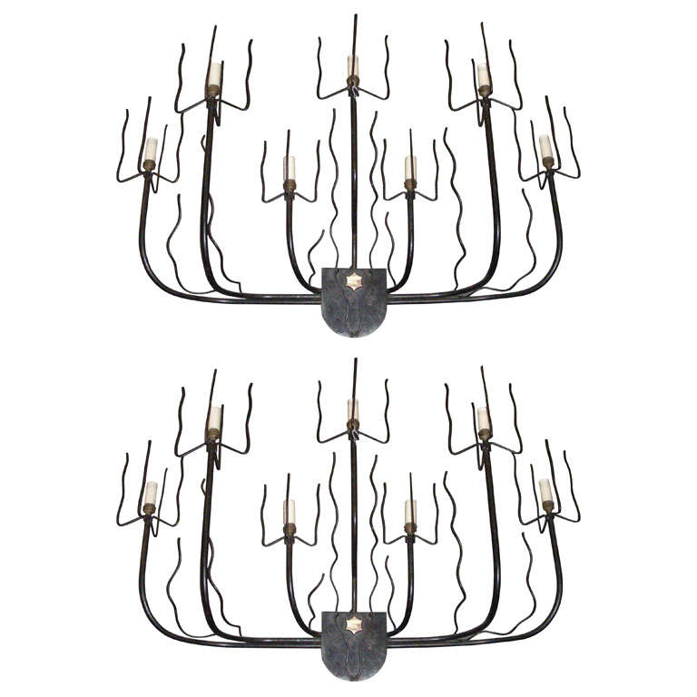 Two 1950s Sconces by Jacques Adnet