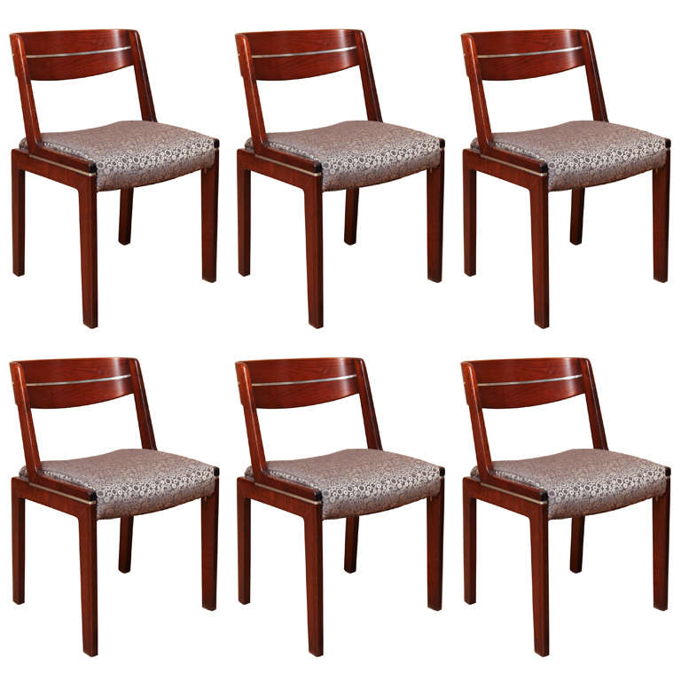 Spectacular Suite of Six Modernist Dining Chairs