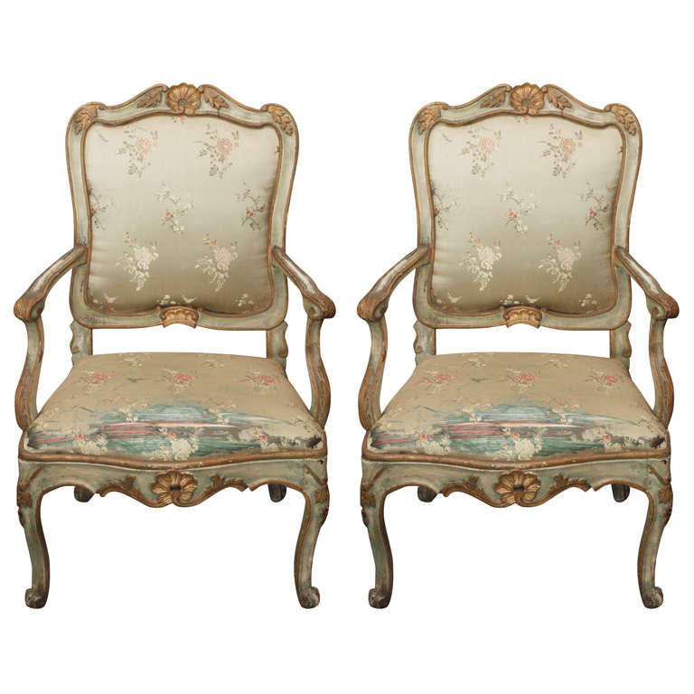 Pair of Louis XV Style Fauteuils For Sale