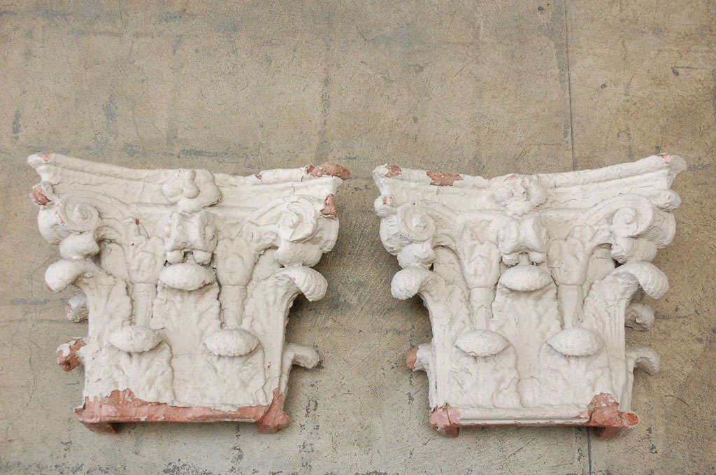 Pair of plaster architectural capitals.