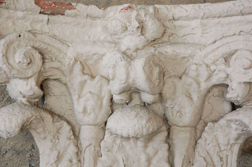 Pair of Plaster Architectural Capitals, 19th Century In Distressed Condition For Sale In Los Angeles, CA