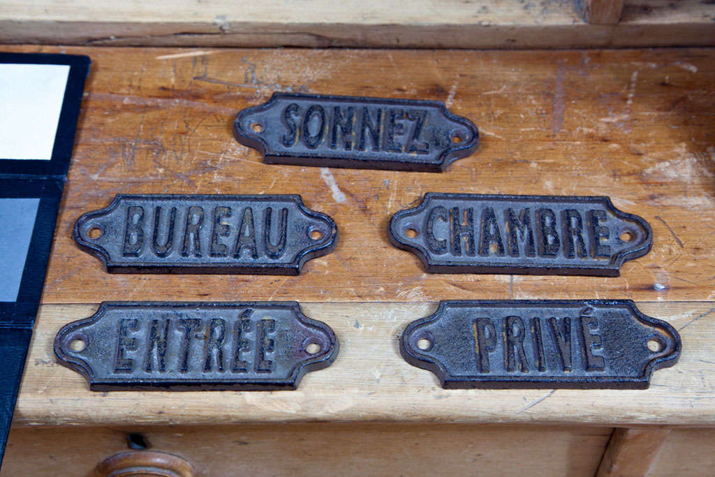 Mid-20th Century French Cast Iron Hotel Plaques