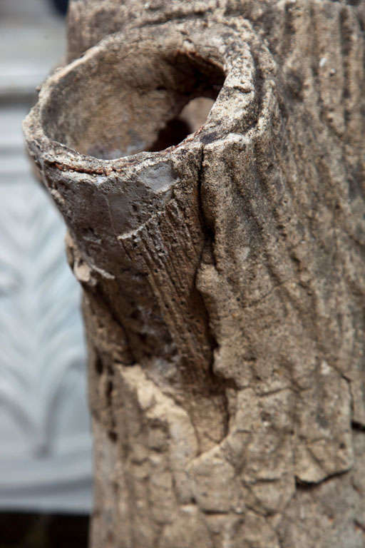 Authentic Pair of Faux Bois Tree Trunk Planters 3