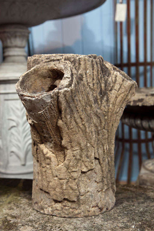 Authentic Pair of Faux Bois Tree Trunk Planters 4