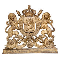 Antique Belgian Gilt cast -iron sign