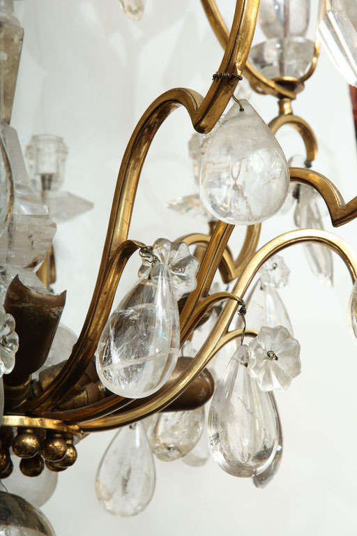 Exquisite Bronze and Rock Crystal Chandelier Attributed to Baguès 4