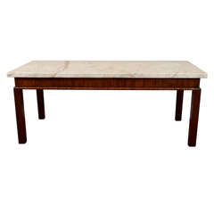 Large George III Mahogany Center Table with Marble Top Large George III Mahogany Center Table with Marble Top
