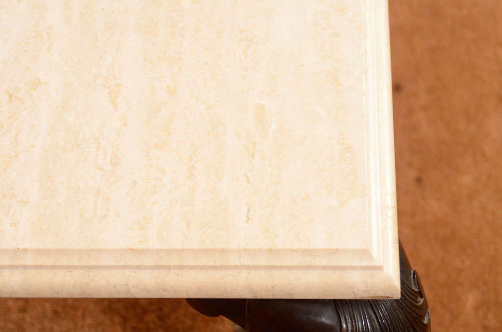 Low Table Made of Antique Anglo-Indian Legs and Travertine Top 4