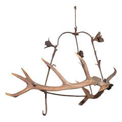 18th c French antler and iron fixture